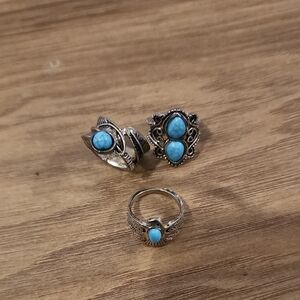 Turquoise Stone Silver Ring - Women Jewelry